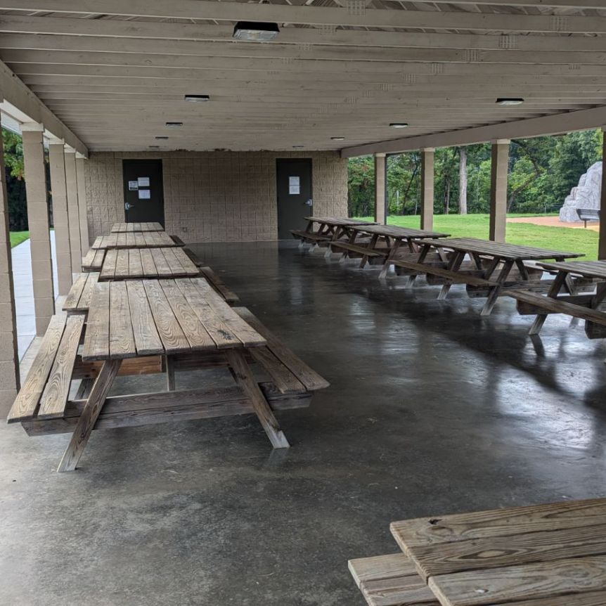 Picnic tables at the Pavilion